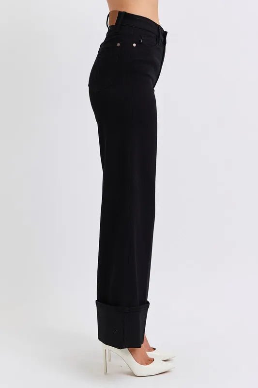 Judy Blue Full Size High Waist Retro Wide Leg With Cuff Plus Size - Love Salve