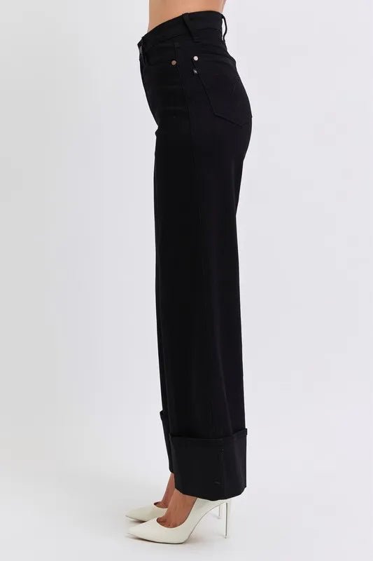 Judy Blue Full Size High Waist Retro Wide Leg With Cuff Plus Size - Love Salve