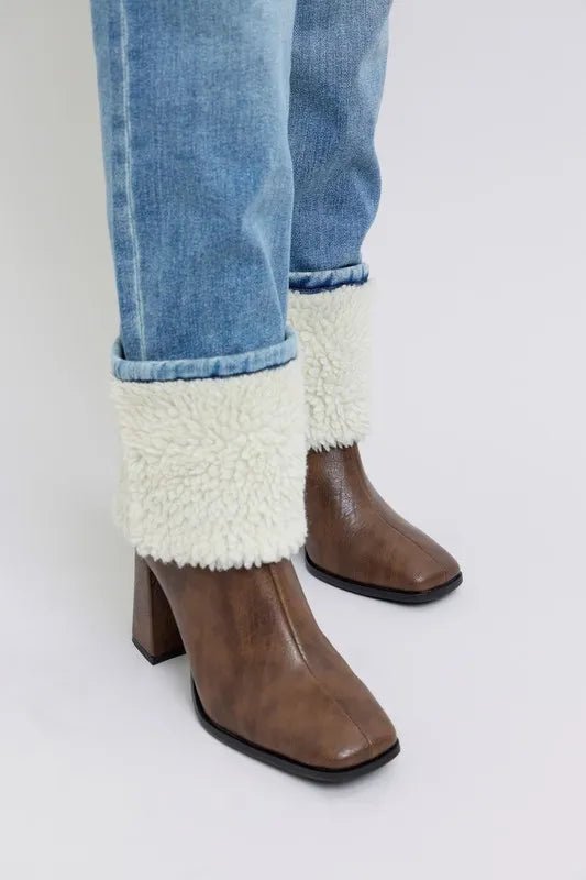 Judy Blue Full Size High Waist Shearling Cuff Straight Plus Size Pants - Love Salve