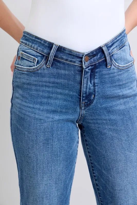 Judy Blue Full Size High Waist V-Front Vintage Wash Jeans - Love Salve