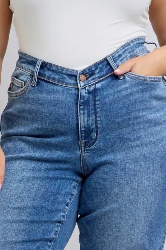 Judy Blue Full Size High Waist V-Front Vintage Wash Jeans - Love Salve