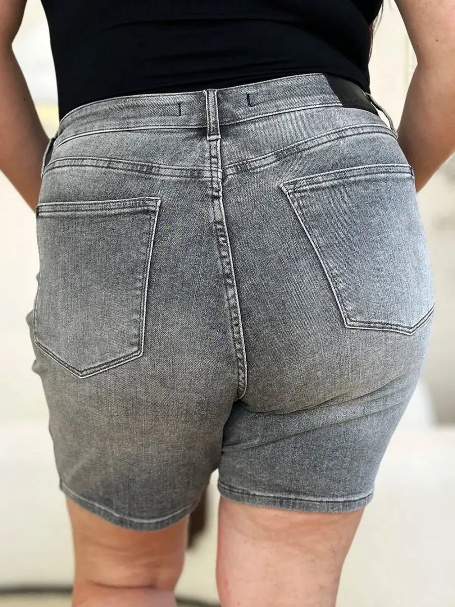 Judy Blue Full Size High Waist Washed Denim Shorts for Women - Love Salve