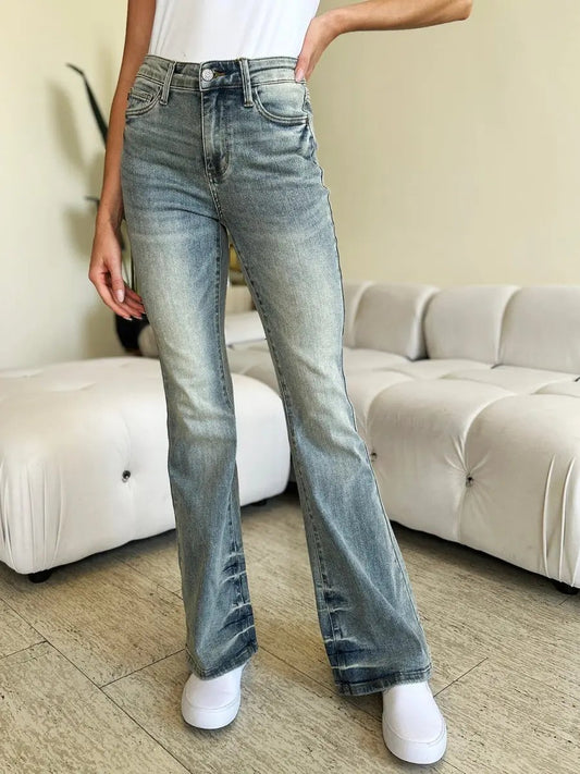 Judy Blue Full Size Mid Rise Flare Jeans for Women - Love Salve