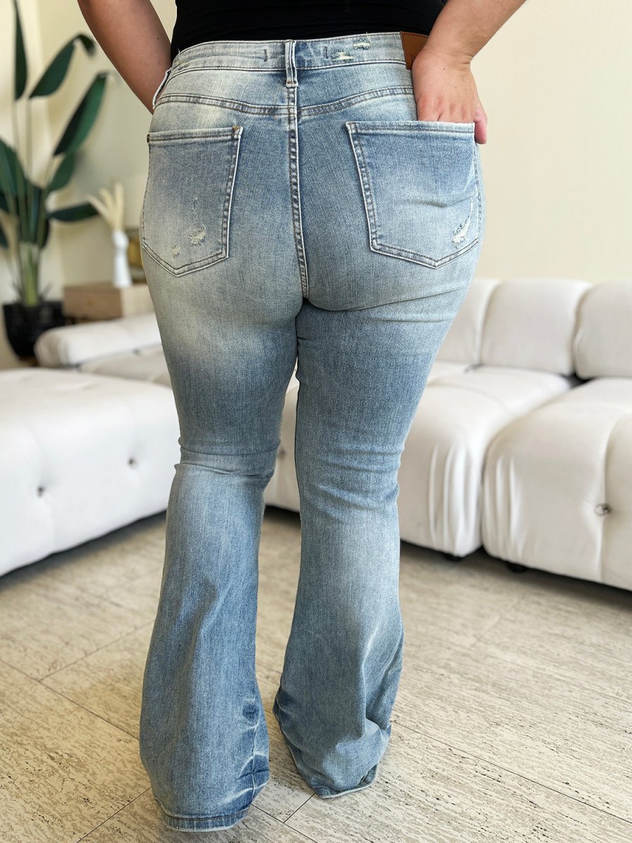 Judy Blue Full Size Mid Rise Flare Jeans for Women - Love Salve