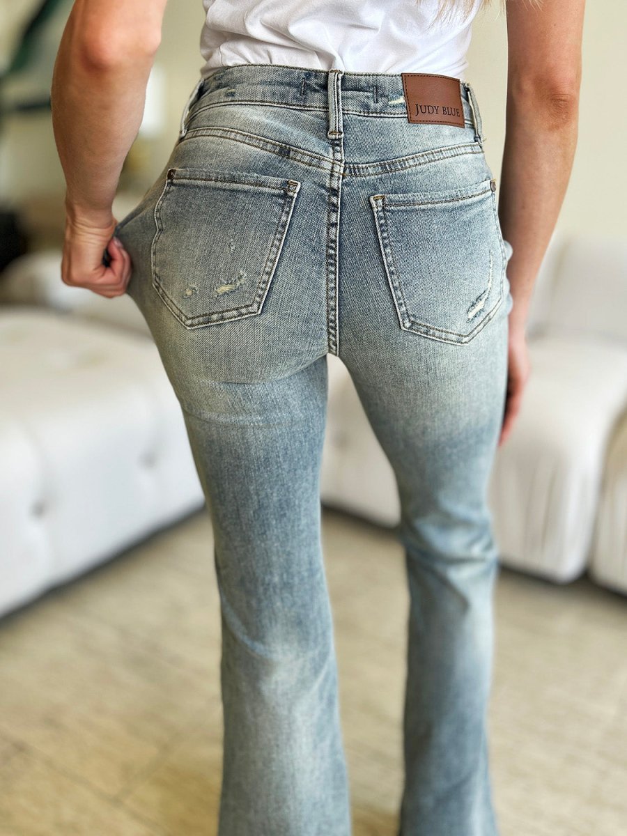 Judy Blue Full Size Mid Rise Flare Jeans for Women - Love Salve