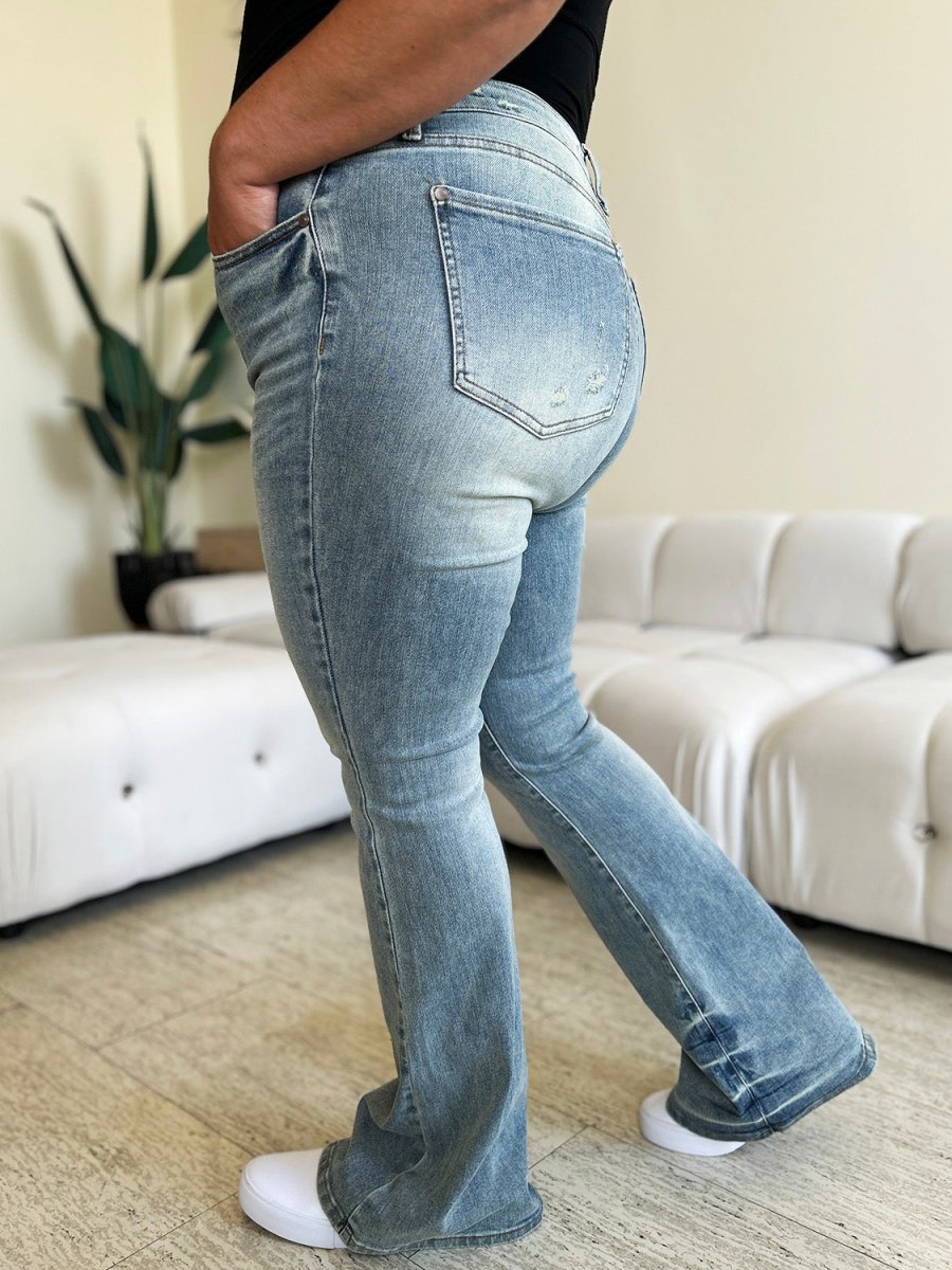 Judy Blue Full Size Mid Rise Flare Jeans for Women - Love Salve