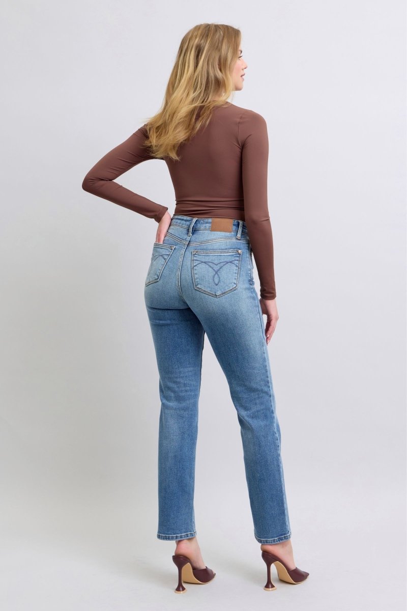 Judy Blue Full Size Run Vintage Wash Thermal Straight Jeans - Love Salve
