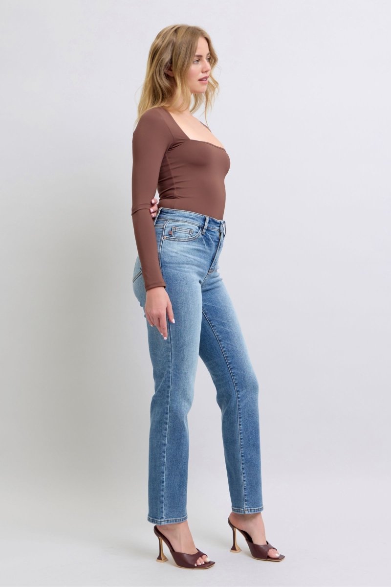 Judy Blue Full Size Run Vintage Wash Thermal Straight Jeans - Love Salve
