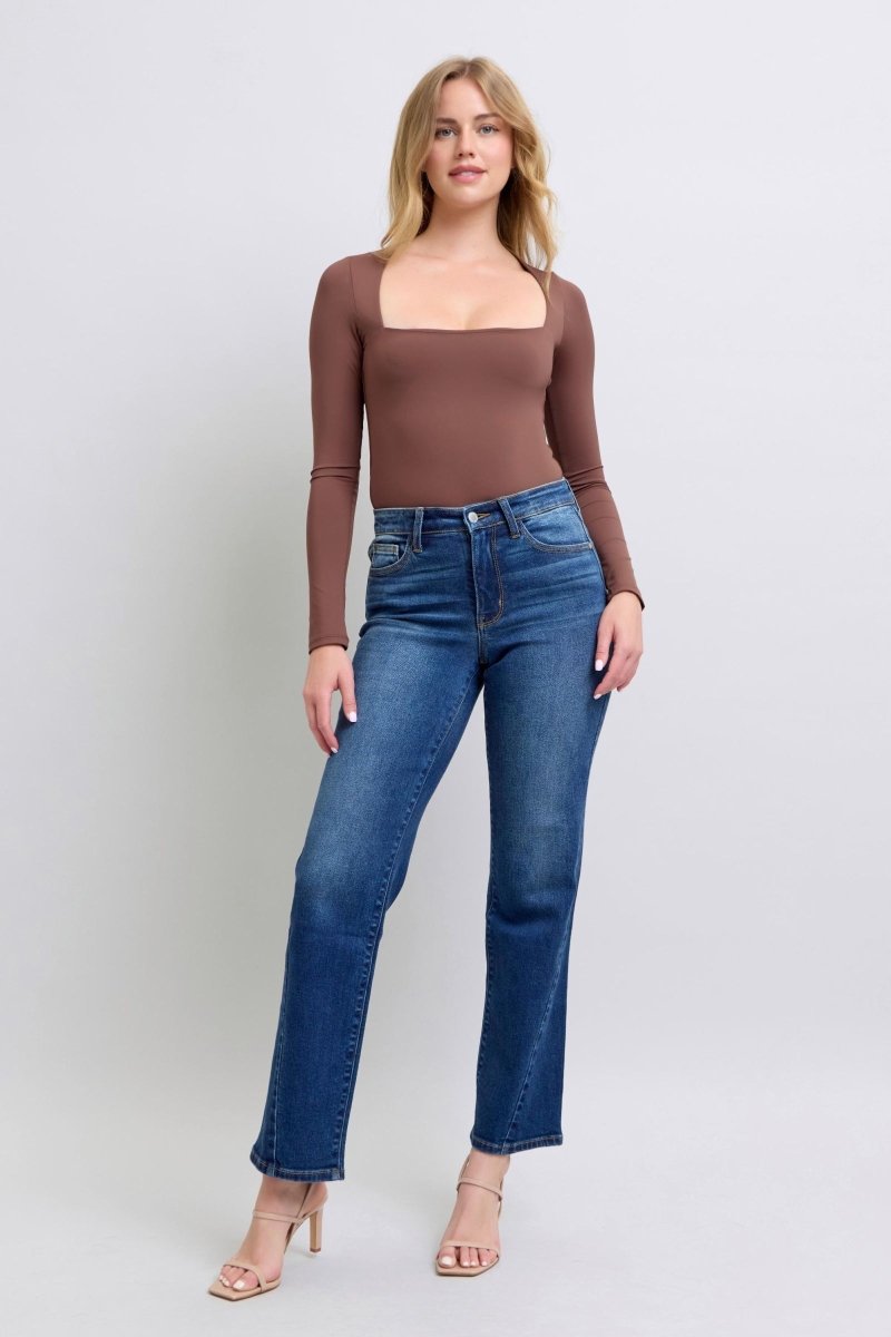 Judy Blue Full Size Side Seam Detail Straight Jeans - Love Salve