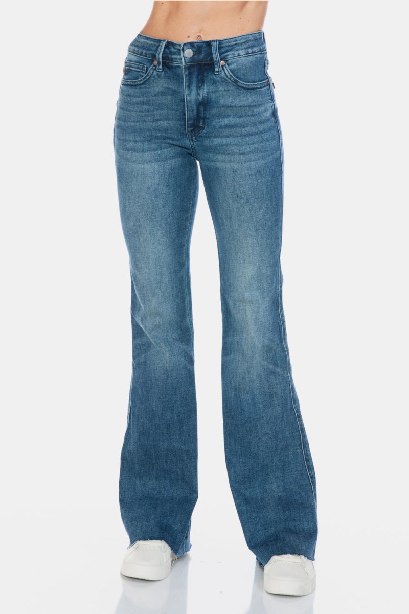 Judy Blue Full Size Tummy Control Cut Hem Flare Jeans - Love Salve