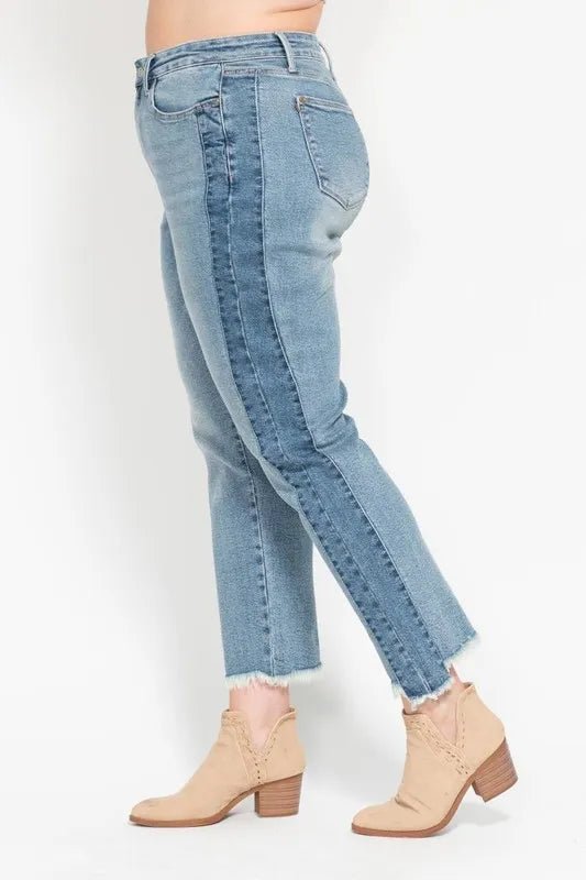 Judy Blue Full Size Vintage Wash Side Panel Detail Slim Plus Size - Love Salve