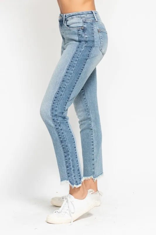 Judy Blue Full Size Vintage Wash Side Panel Detail Slim Plus Size - Love Salve