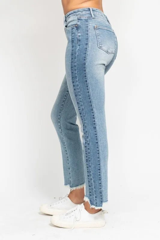 Judy Blue Full Size Vintage Wash Side Panel Detail Slim Plus Size - Love Salve