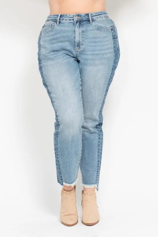 Judy Blue Full Size Vintage Wash Side Panel Detail Slim Plus Size - Love Salve