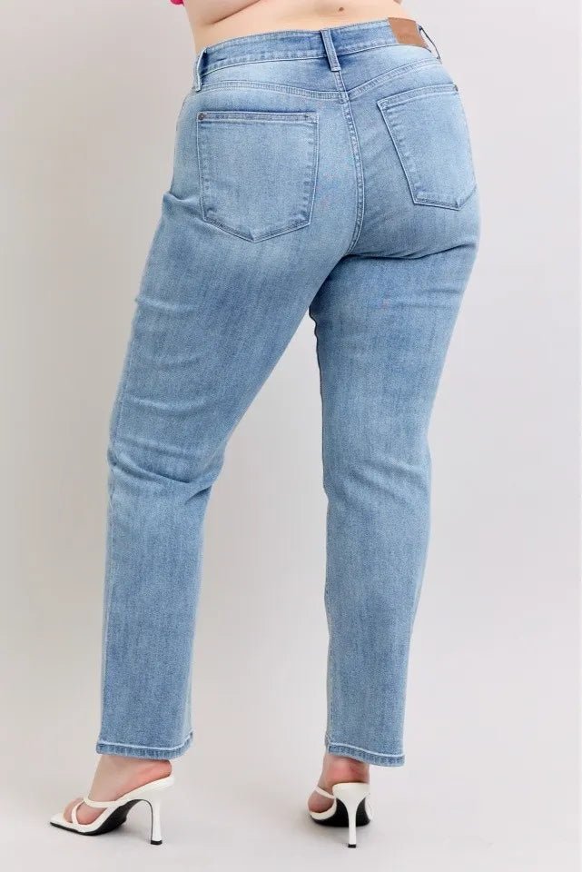 Judy Blue Plus Size High Waist Dad Jeans for Women - Love Salve
