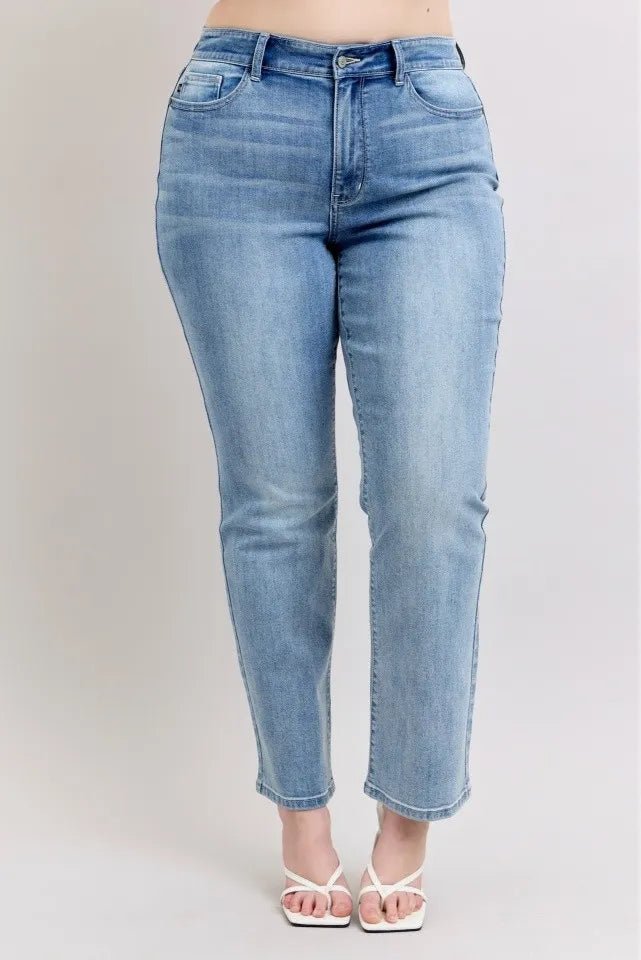 Judy Blue Plus Size High Waist Dad Jeans for Women - Love Salve