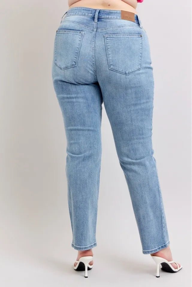 Judy Blue Plus Size High Waist Dad Jeans for Women - Love Salve