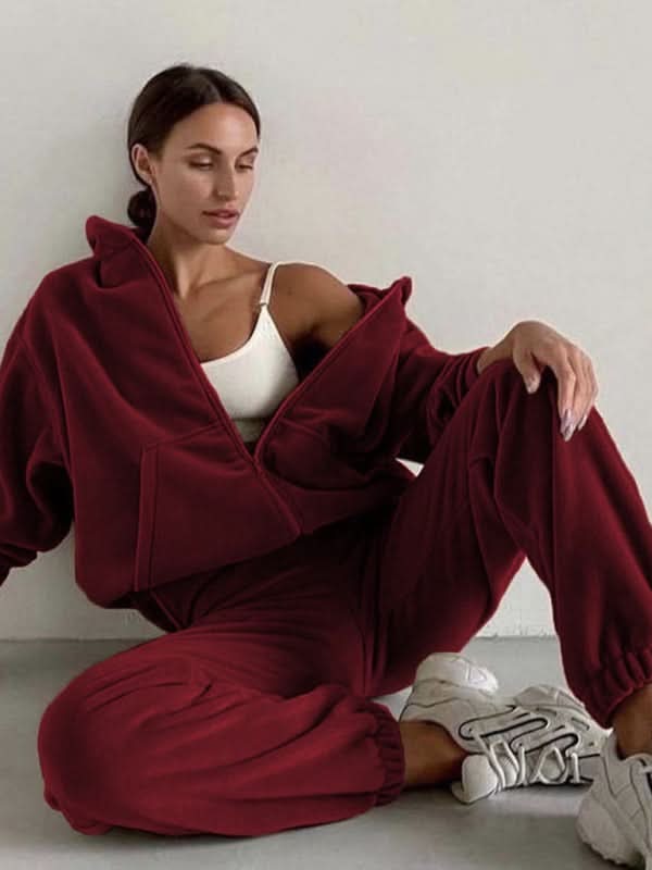 Leisure hooded loungewear set