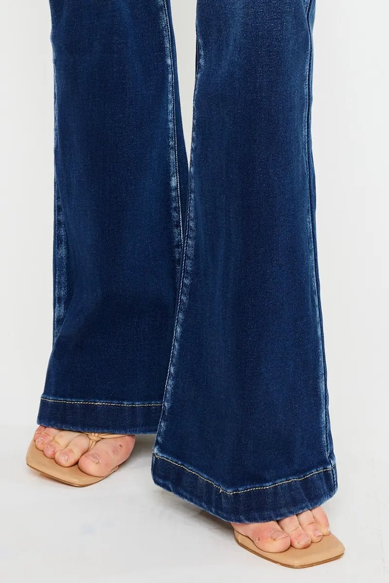 Kancan Button Fly High Rise Flare Jeans for Chic Style - Love Salve