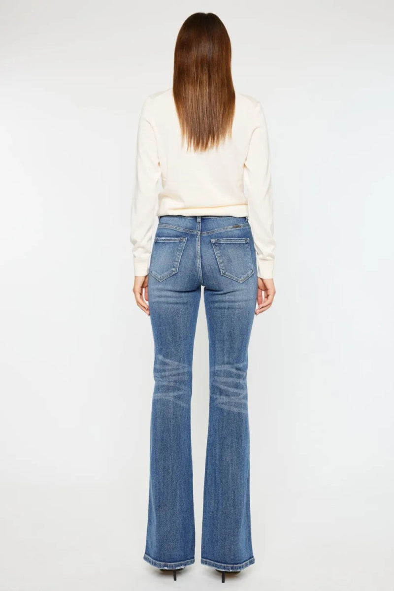 Kancan Cat's Whiskers High Waist Flare Jeans for Women - Love Salve