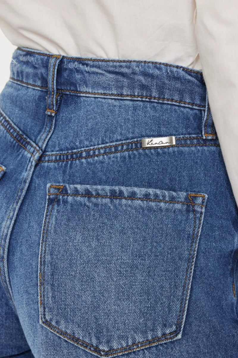 Kancan Distressed Button-Fly High Waist Denim Shorts for Women - Love Salve