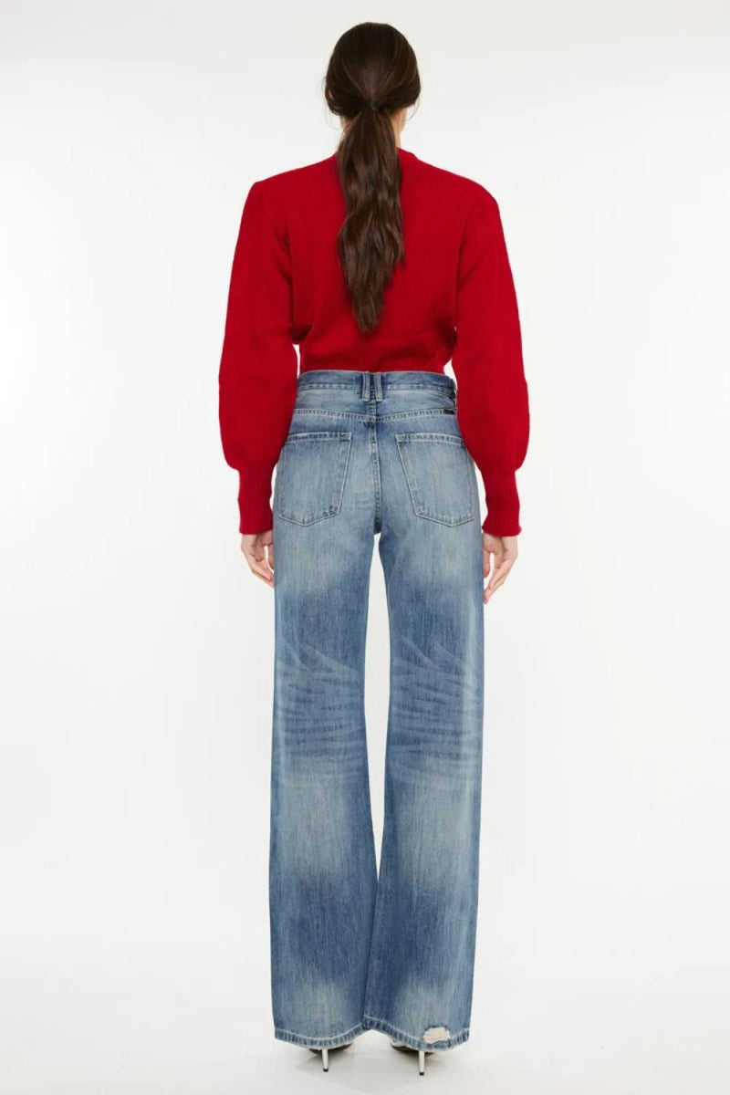 Kancan Distressed High Waist Bootcut Jeans for Women - Love Salve