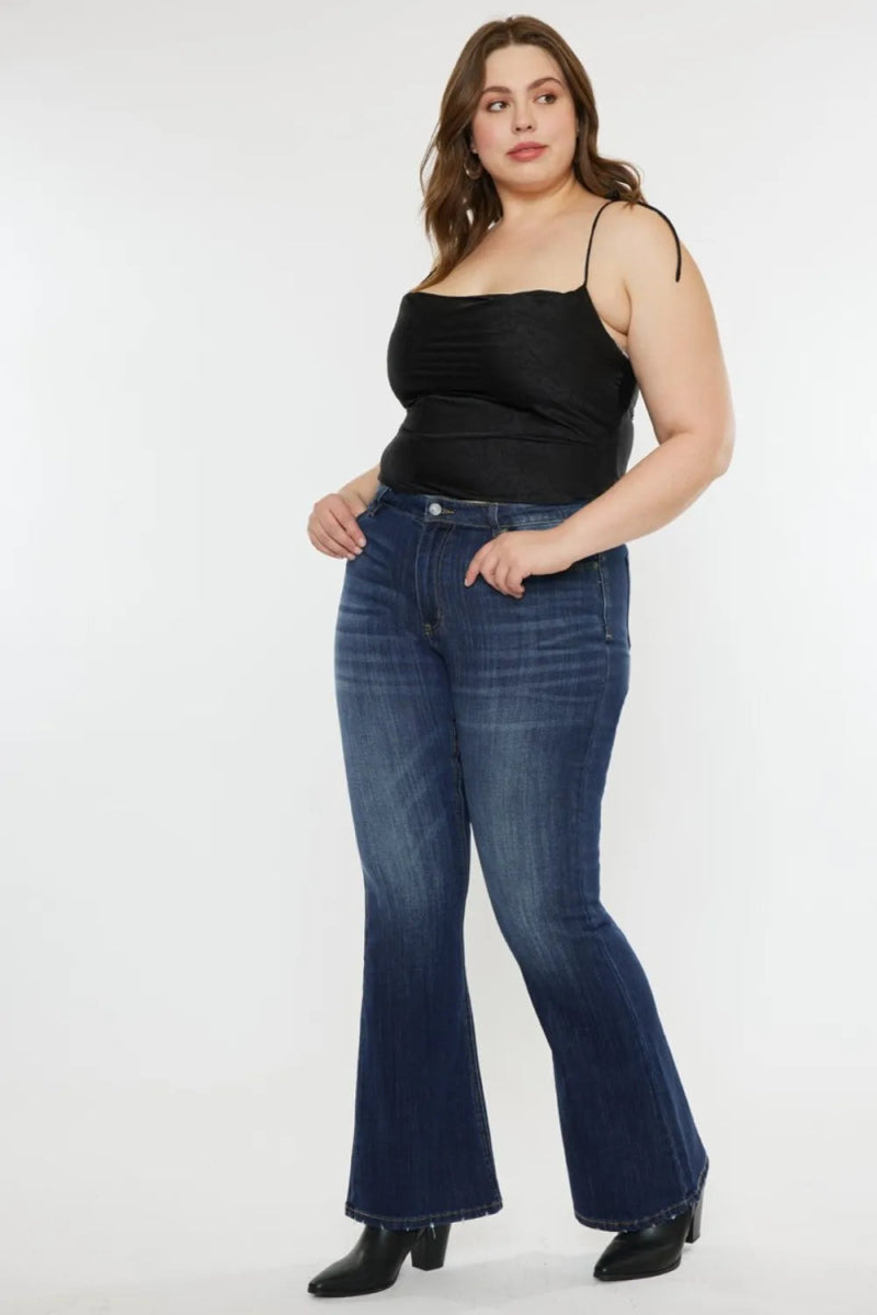 Kancan Full Size Mid Rise Slim Flare Jeans for Women - Love Salve