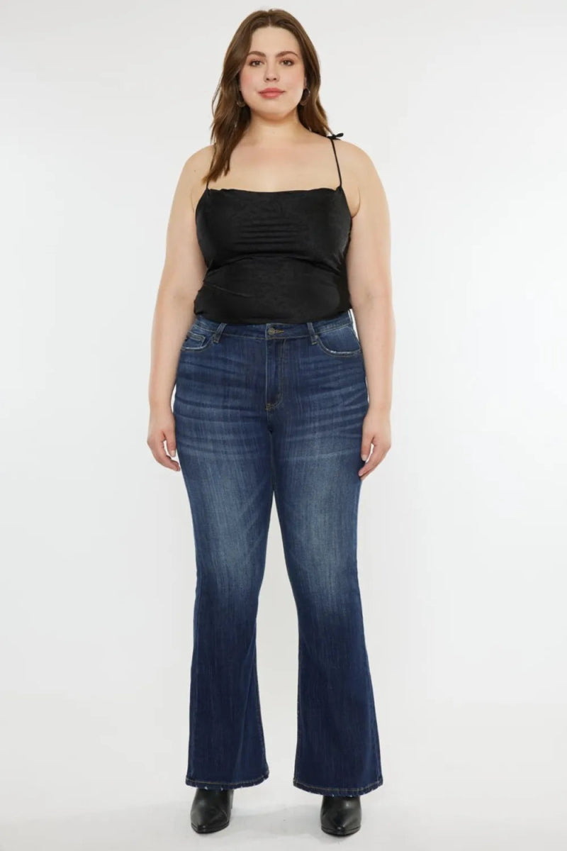 Kancan Full Size Mid Rise Slim Flare Jeans for Women - Love Salve