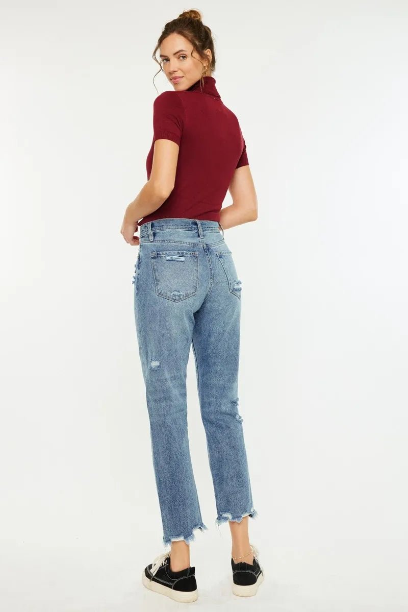 Kancan High Rise Classic Slim Straight Jeans for Women - Love Salve