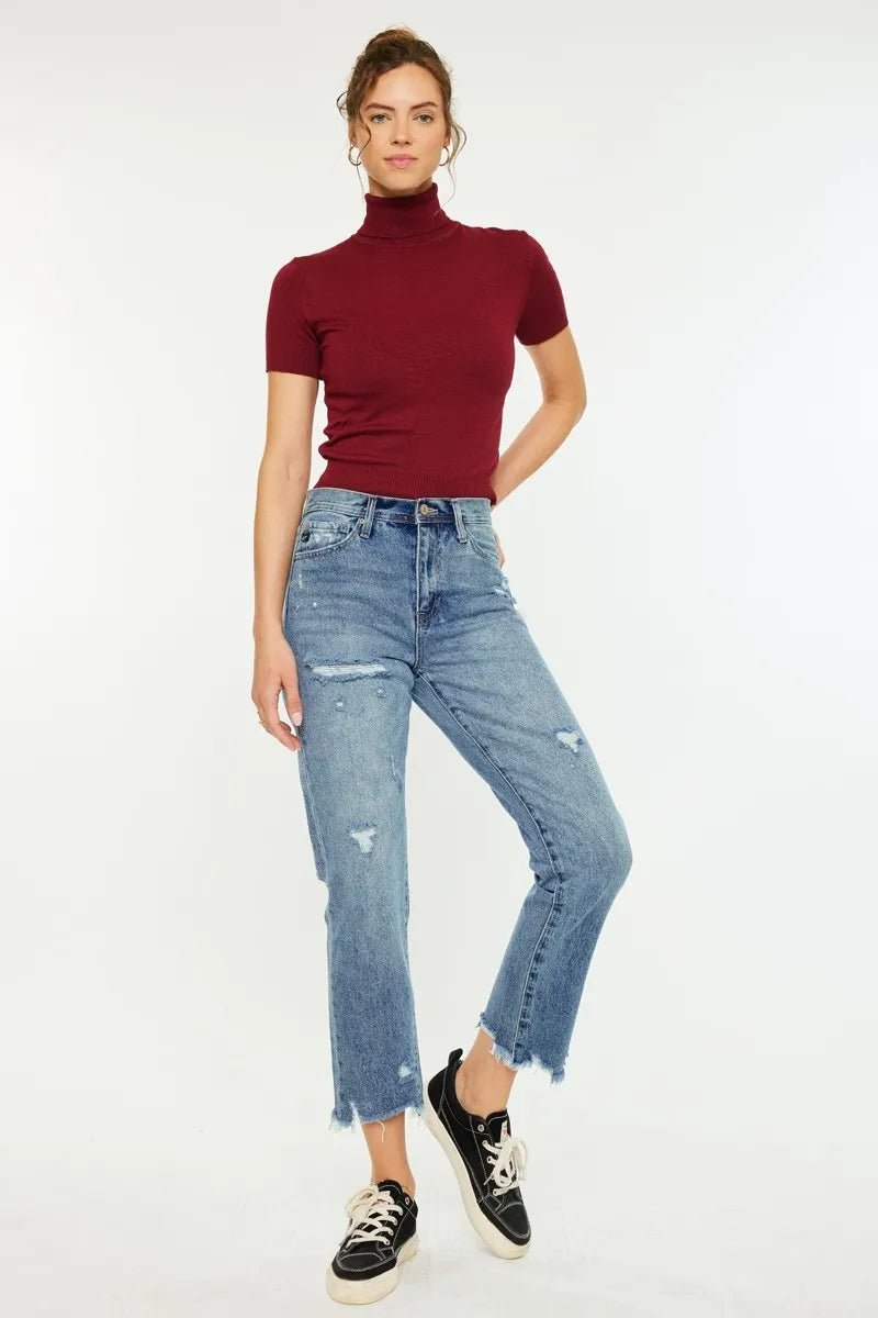 Kancan High Rise Classic Slim Straight Jeans for Women - Love Salve