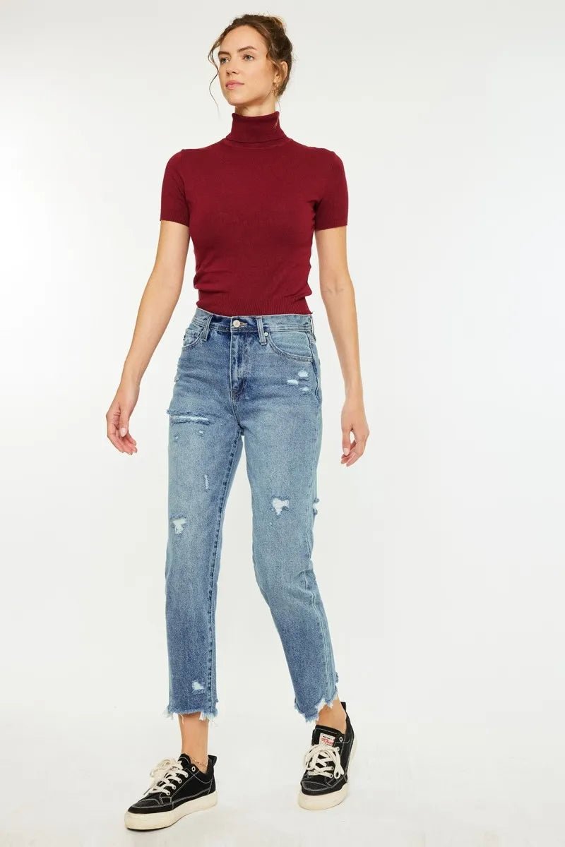 Kancan High Rise Classic Slim Straight Jeans for Women - Love Salve