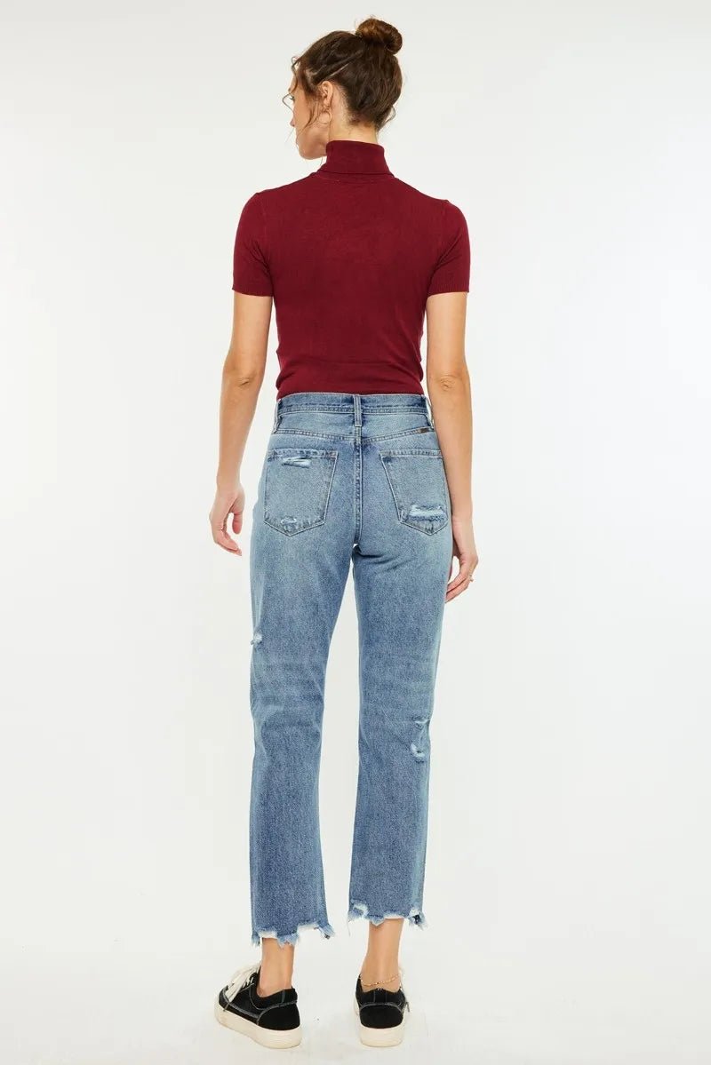 Kancan High Rise Classic Slim Straight Jeans for Women - Love Salve