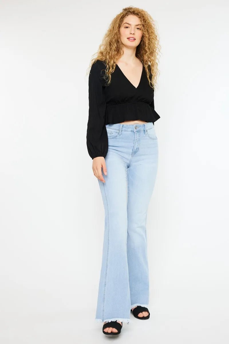 Kancan High Rise Curvy Flare Jeans for Chic Style - Love Salve