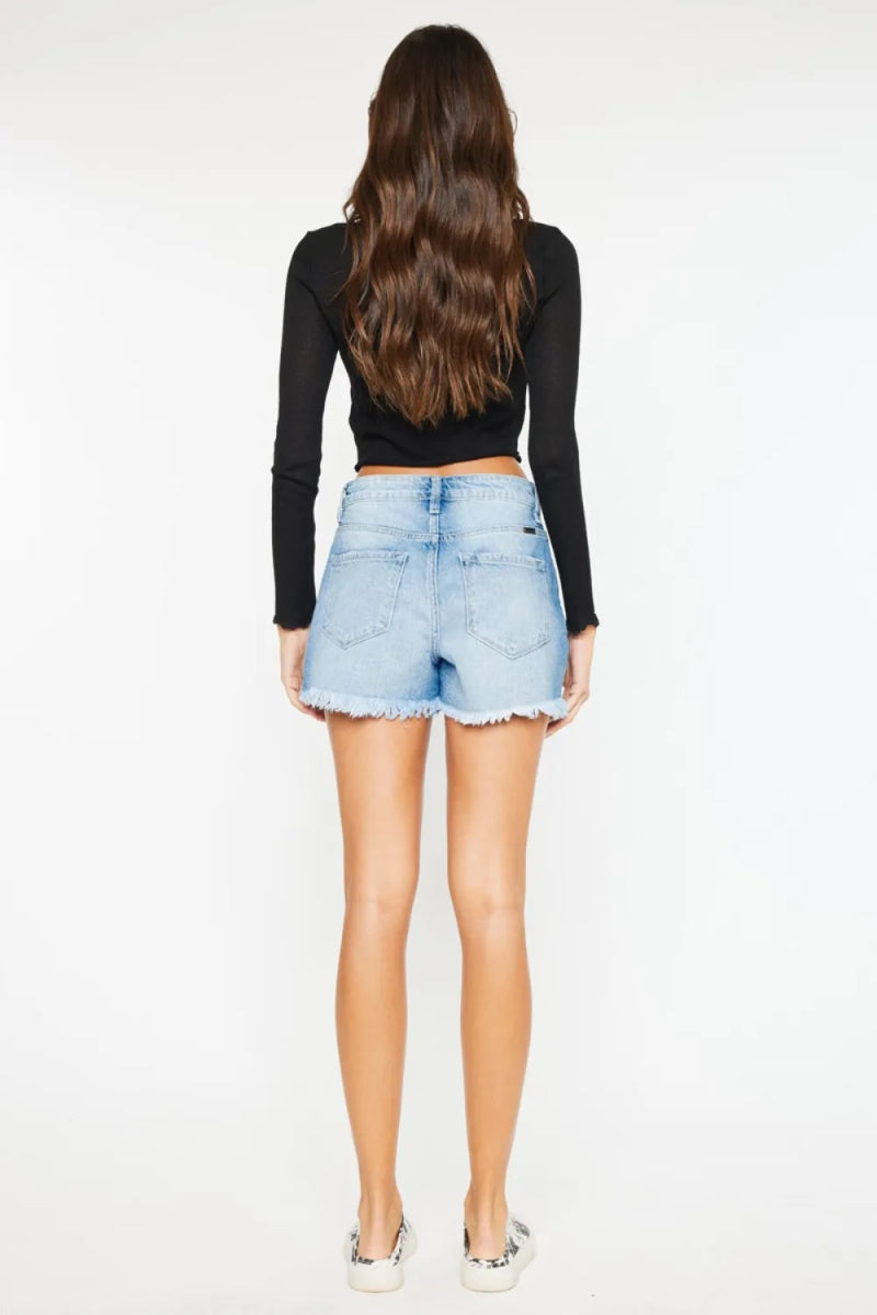 Kancan High Waist Frayed Denim Shorts for Women - Love Salve