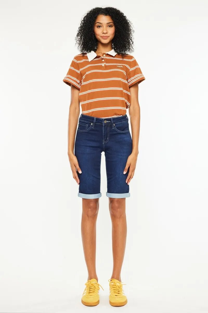Kancan Mid Rise Bermuda Denim Shorts for Women Stylish - Love Salve