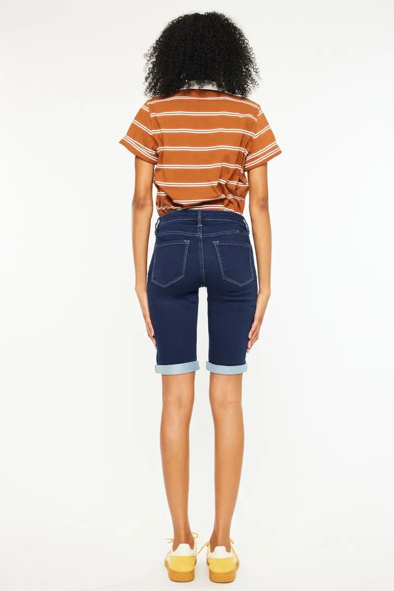 Kancan Mid Rise Bermuda Denim Shorts for Women Stylish - Love Salve