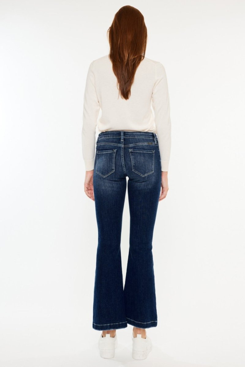 Kancan Mid Rise Button Fly Flare Jeans for Women - Love Salve