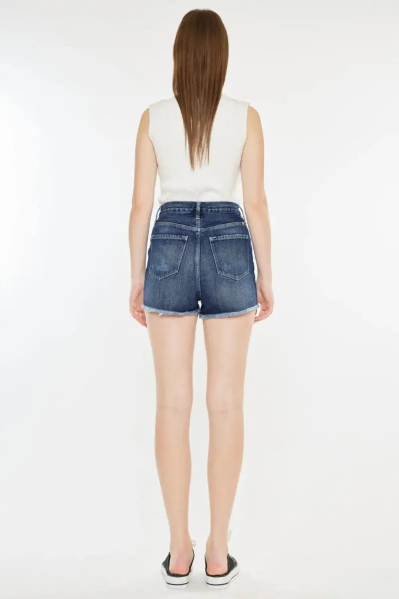 Kancan Raw Hem Button Fly Denim Shorts for Women - Love Salve