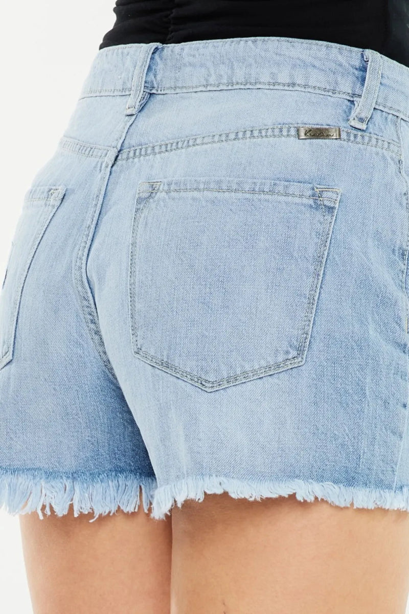 Kancan Raw Hem Distressed High Waist Denim Shorts for Women - Love Salve