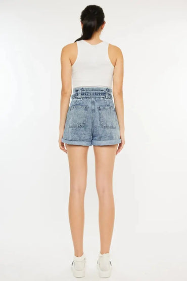 Kancan Ultra High Rise Paperbag Denim Shorts for Women - Love Salve