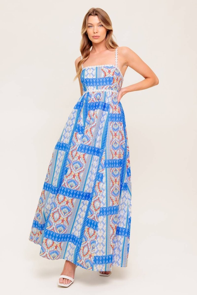 LASTING MAGIC BLUE WOVEN MAXI DRESS - Love Salve