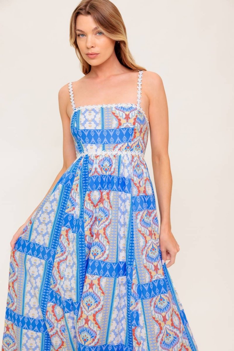 LASTING MAGIC BLUE WOVEN MAXI DRESS - Love Salve