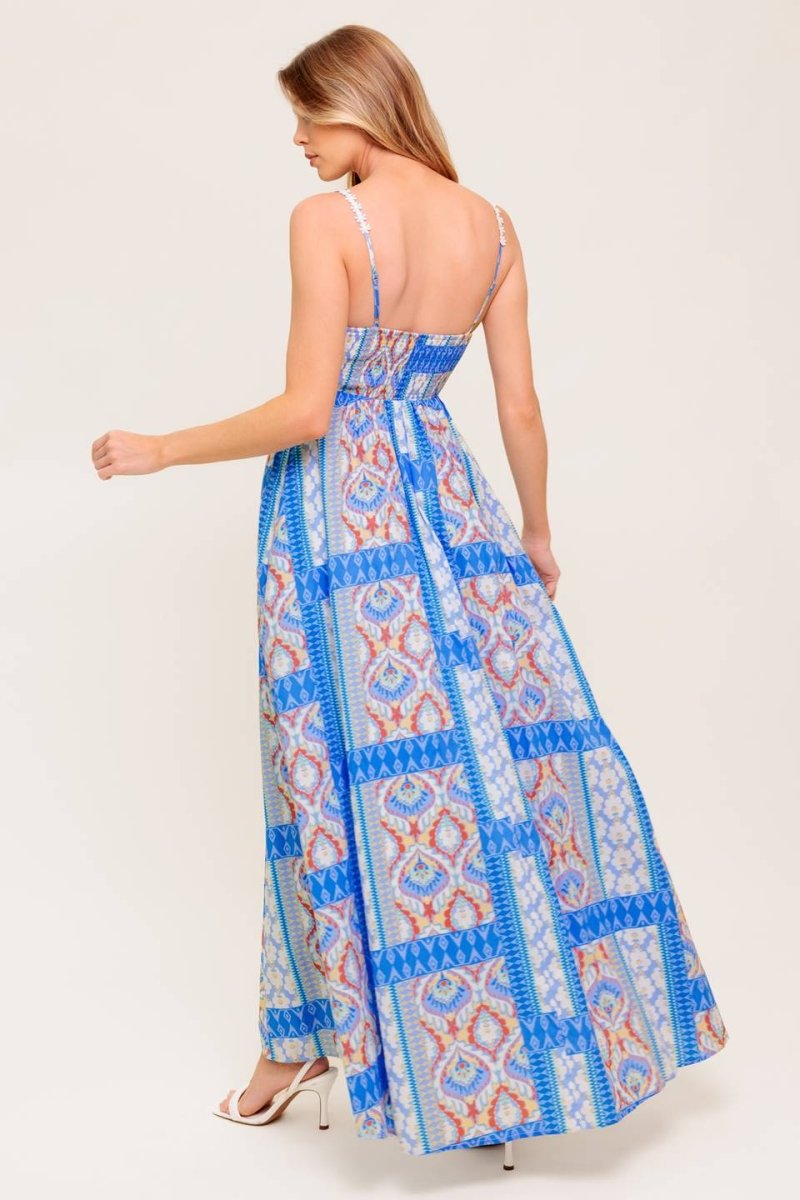 LASTING MAGIC BLUE WOVEN MAXI DRESS - Love Salve