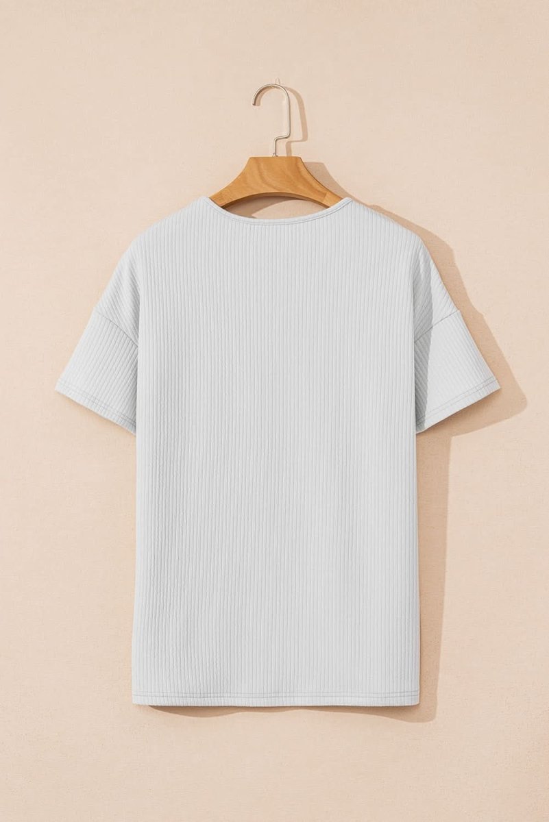 Light Grey Textured Loose Fit T-Shirt - Love Salve