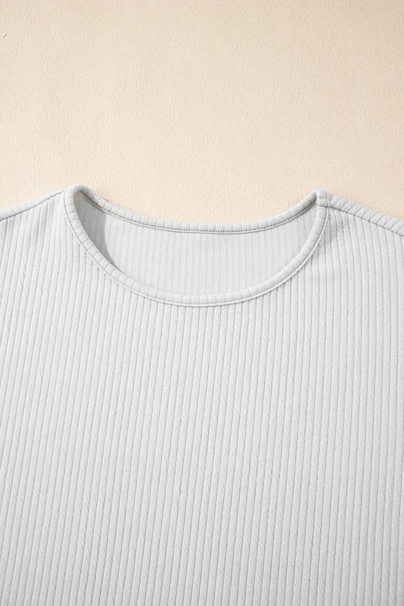 Light Grey Textured Loose Fit T-Shirt - Love Salve