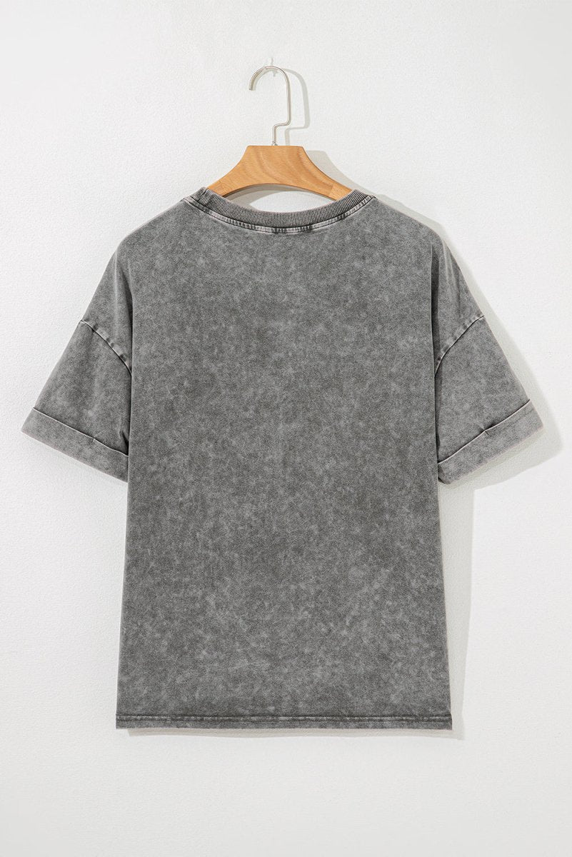 Light Grey Western Steer Head Tie Dye Print Crew Neck T Shirt - Love Salve
