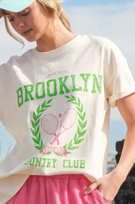 Lime 'N' Chili Brooklyn Graphic Round Neck Short Sleeve Top - Love Salve