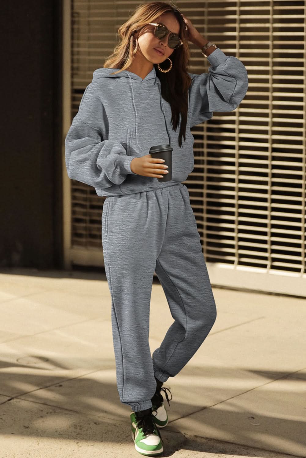 Cozy gray hoodie joggers set - Love Salve