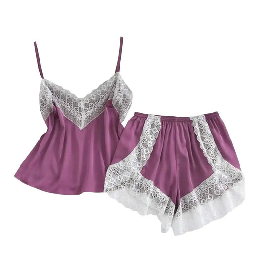 Love Salve Babydoll Cami Lingerie Sleeveless Nightwear for Women - PJ Pajama Camisole Silk Sleepwear - Love Salve