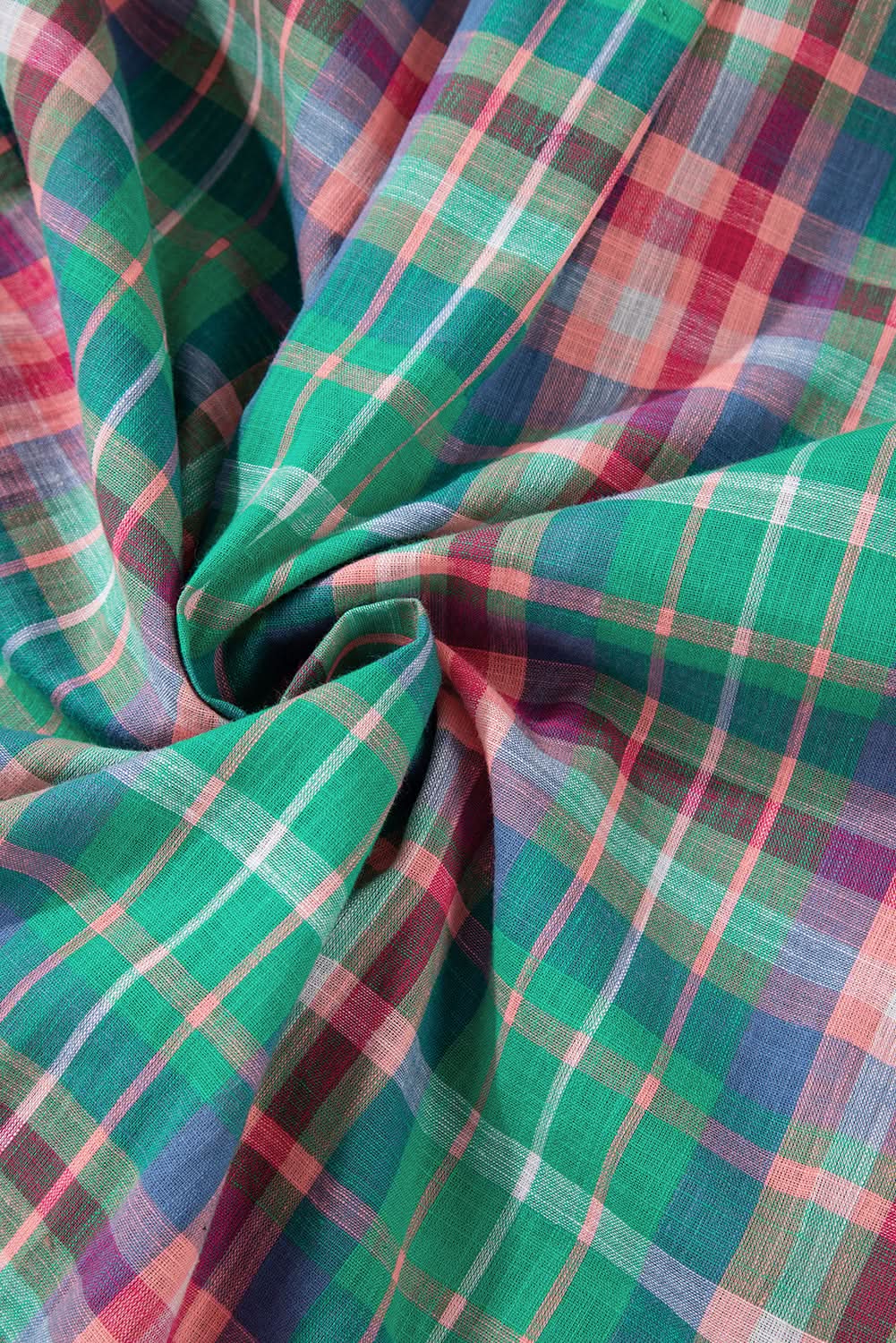 Casual green plaid shirt, 3/4 sleeve - Love Salve
